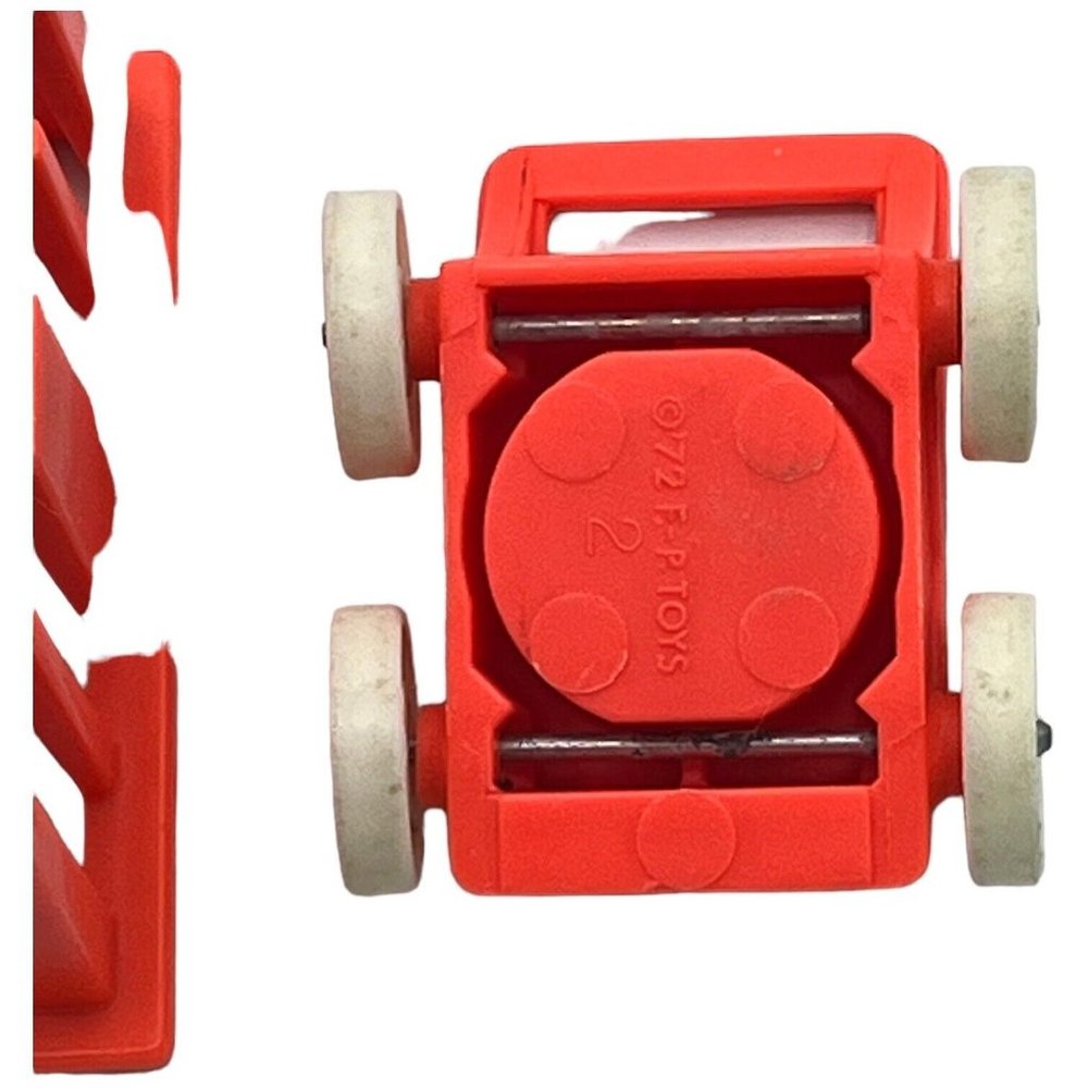 VTG Fisher Price Little People NURSERY PLAYPEN CRIB STROLLER Orange 2 Pcs 1972 - Picture 5 of 5